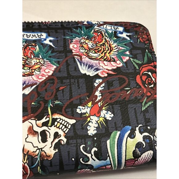 Ed Hardy Love Kills Slowly Tattoo Print Wristlet Wallet NEW! - Picture 9 of 12